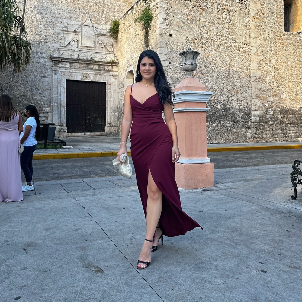 Sweetest Admirer Burgundy Ruched Surplice Maxi Dress